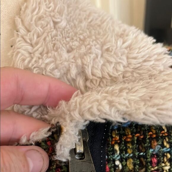 Desigual Faux Sherpa Leather Tweed Moto Bohemian Zip Up Mixed Media Vest - Picture 4 of 11